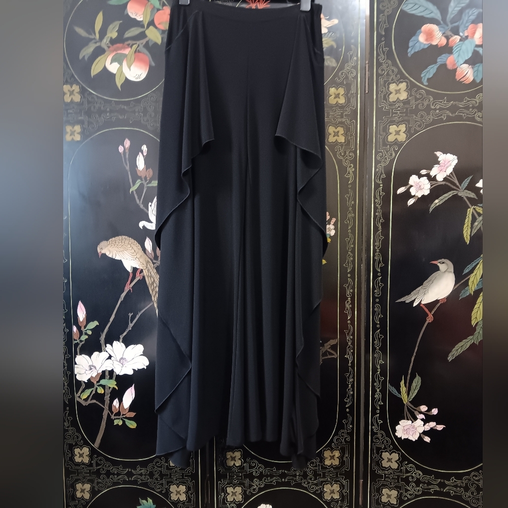 Joseph Ribkoff Black Wide-Leg Draped Pants